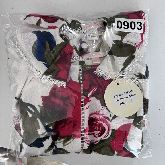 Luxxel NWT S Floral Ruffled 2 Piece Crop Top High Waist Short Set Marilyn Monroe - Picture 16 of 16